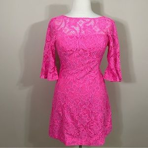 Lilly Pulitzer Allyson Pink Tropics Floral Vines Lace Dress